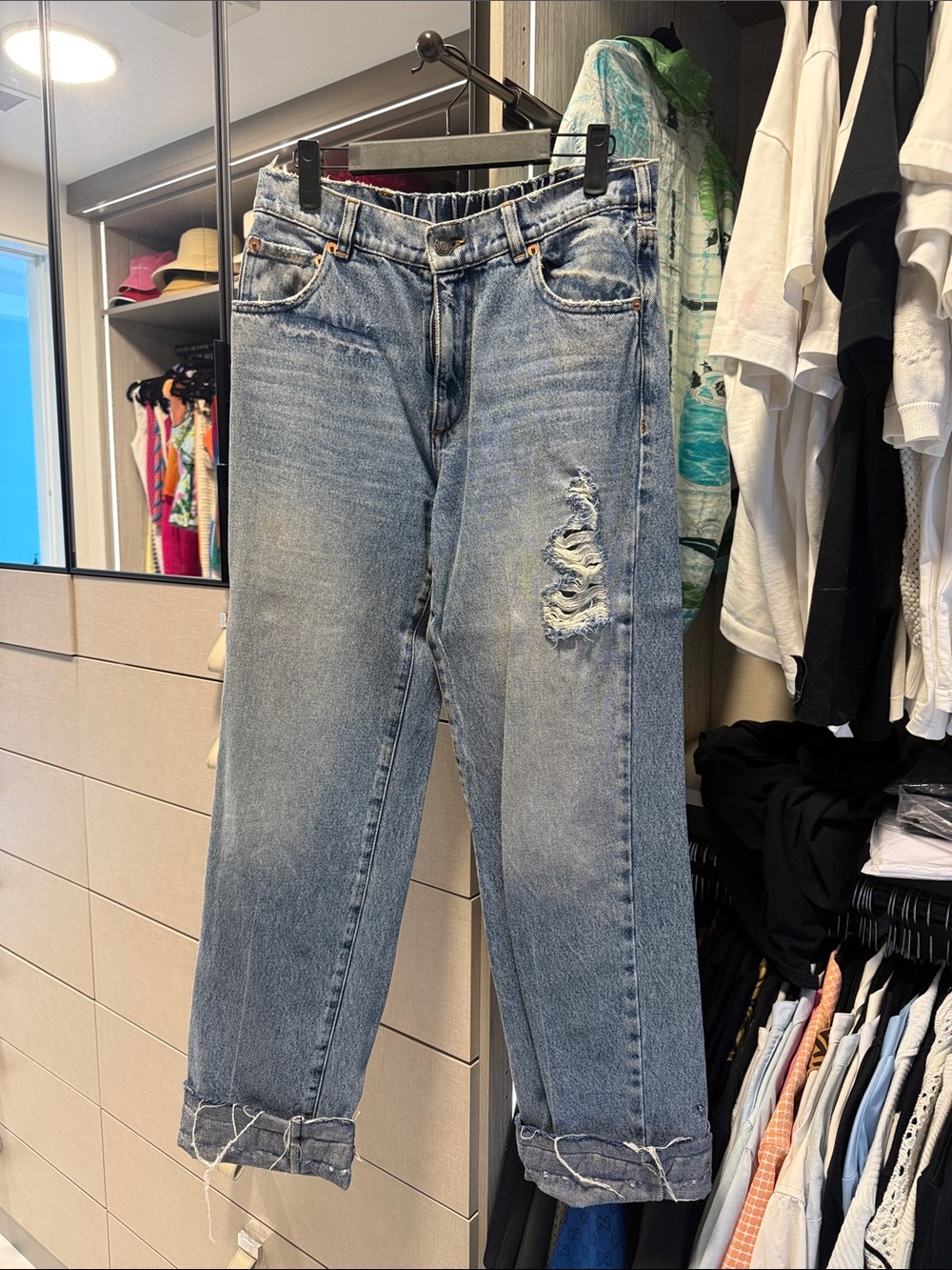 SER.O.YA Women’s Relaxed Distressed Light Blue Jeans